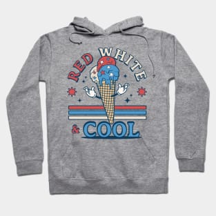 Red White and Cool - Patriotic Ice Cream - Funny 4th of July Hoodie
